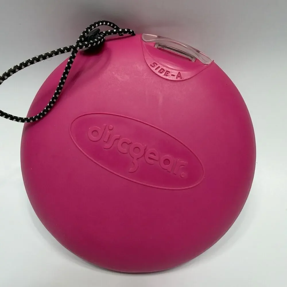 Vtg Discgear 22 CD DVD Disc Holder Carry Case Hard Clam Shell Pink Hanger